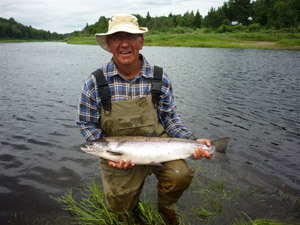 This salmon was hooked by Jean Paul Ouellet at Miramichi & Cains Rivers on July 28, 2011