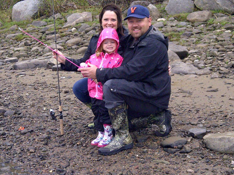 This photo was taken by Fishery Officer Phillip JM Donovan in Millerton near Barnaby Island on May 12. Natasha and Derek Black fishing with their 3 year old daughter Ruby, equipped with her pink Dora the Explorer spinning rod.