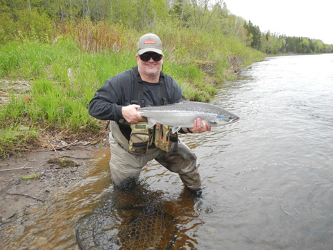 Allen Dobson caught this bright on the Northwest on Green Machine.  He hooked another one later in the day on a Black Bear Hair with a green butt, but lost him quickly.