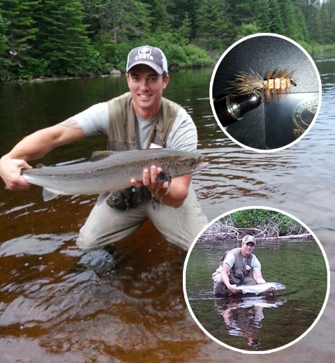 Sean Dolan hooked this bright salmon Wednesday night on a tributary of the Miramichi with a brown bug #6 natural deer tail fished dry.