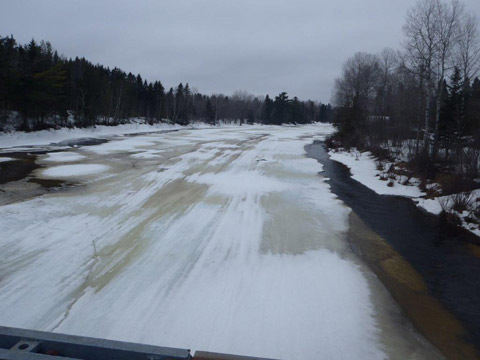 Bailey Bridge at Pineville looking up the Renous River